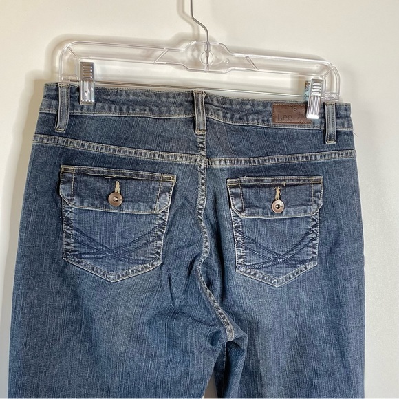 Lee Womens Bootcut Jeans Sz 10 Blue Distressed Denim Flap Pockets Western - Picture 7 of 10